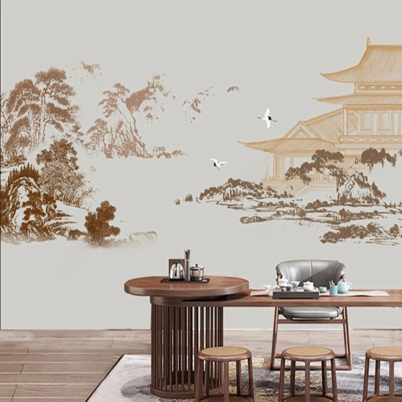 Home Improvement Background - 사용자 정의 중국어 추상 잉크 풍경